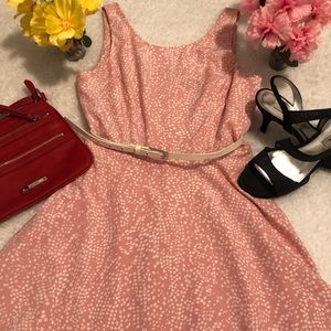 Women’s pink white polka dots midi dress